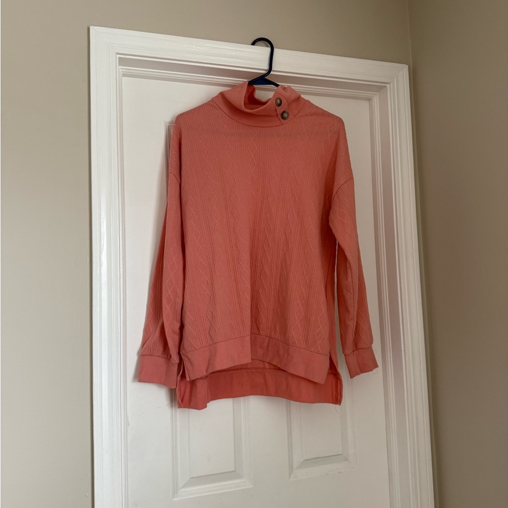 Chic Coral Sweater with Button Detail